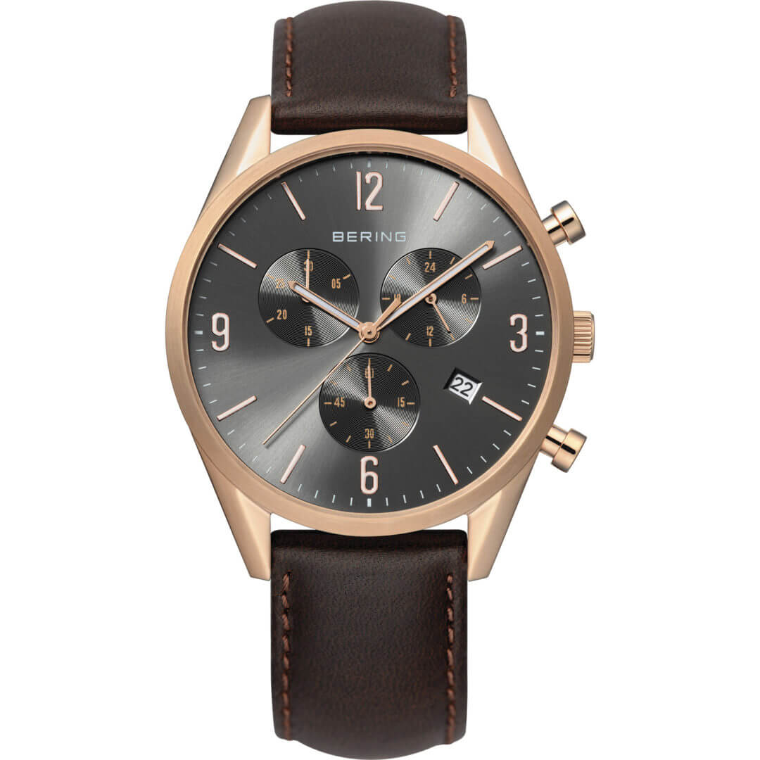 Bering Men's Grey Classic & Brown Leather - Christopher George Jewellers