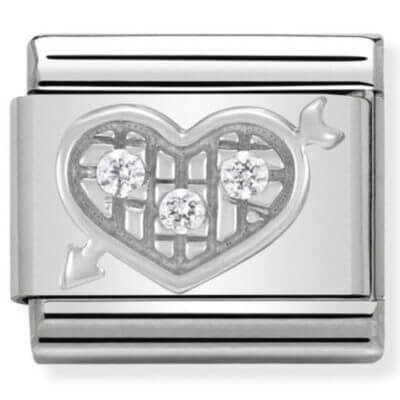 Nomination Silver White CZ Heart with Arrow
