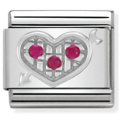 Nomination Silver Red CZ Heart with Arrow
