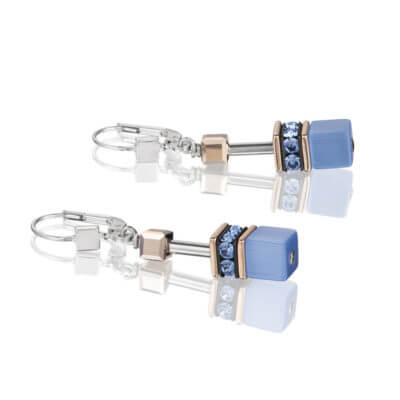 Coeur De Lion Light Blue Geo Cube Earrings