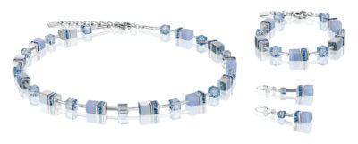 Coeur De lion Light Blue Geo Cube Necklace