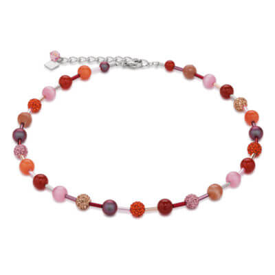 Coeur De Lion Orange-Rose Crystals Pavé Necklace