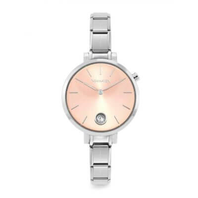 Nomination Classic Stainless Steel Watch With a Pink CZ Dial