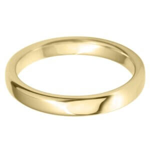 18ct Yellow Gold 3mm Luxury Round Flat Wedding Band