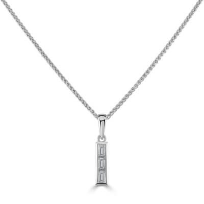 Art Deco Inspired Baguette cut Diamond Pendant made in 18ct White Gold