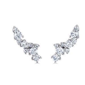 Climber Natural Diamond Earrings made in 18ct White Gold