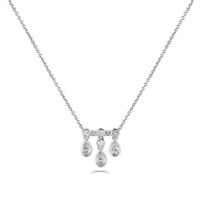 Diamond Droplet Pendant made in 18ct White Gold