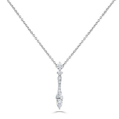 Diamond Flare Drop Pendant made in 18ct White Gold 0.34ct