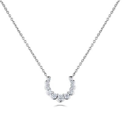 Diamond Horseshoe Drop Pendant made in 18ct White Gold