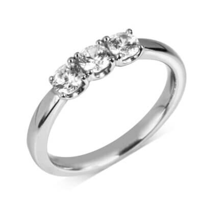 Platinum Three stone Diamond ring with U shaped Setting made in Platinum