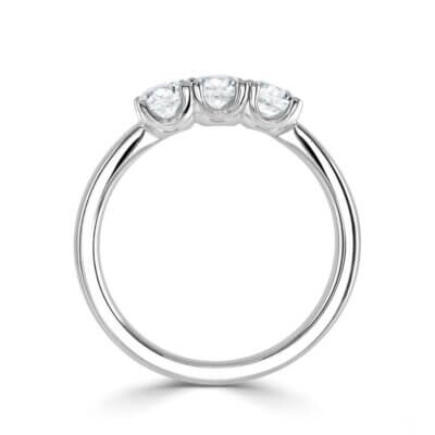 Platinum Three stone Diamond ring with U shaped Setting made in Platinum