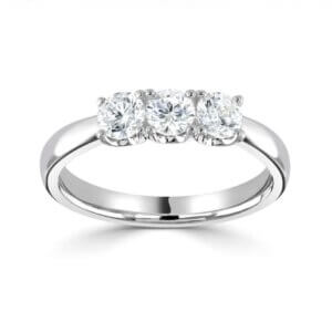 Platinum Three stone Diamond ring with U shaped Setting made in Platinum