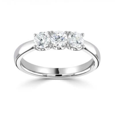 Platinum Three stone Diamond ring with U shaped Setting made in Platinum