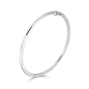 Pre-Owned 3mm Round Solid Bangle with Hinge made in 9ct White Gold