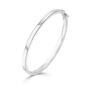 Pre-Owned 4mm Square Solid Bangle with Hinge made in 9ct White Gold