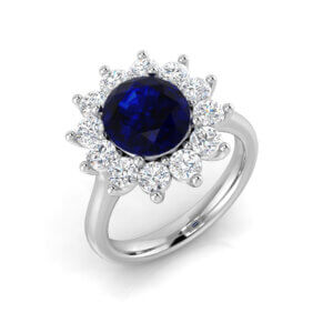 Pre-Owned Blue Sapphire and Diamond ring made in Platinum