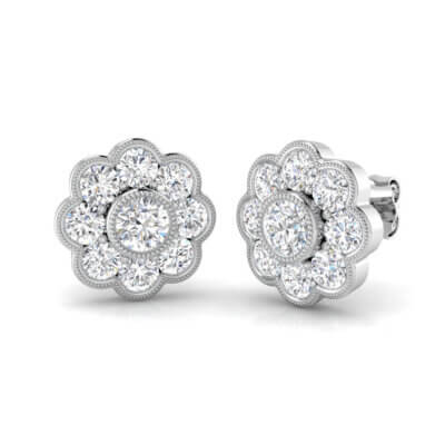 Pre-Owned Diamond Cluster Earrings made in 18ct White Gold