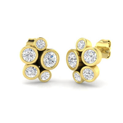 Pre-Owned Diamond Cluster Earrings made in 18ct Yellow Gold