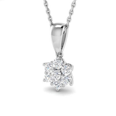 Diamond Flower Cluster Pendant made in 18ct White Gold