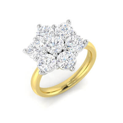 Pre-Owned Diamond Flower Cluster ring made in 18ct White and Yellow Gold