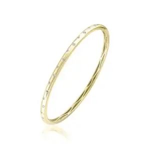 Pre-Owned Diamond Flush set Domed Bangle with Hinge made in 18ct Yellow Gold