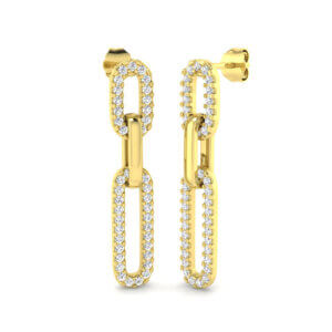 Pre-Owned Diamond Paper Clip style Earrings made in 9ct Yellow Gold