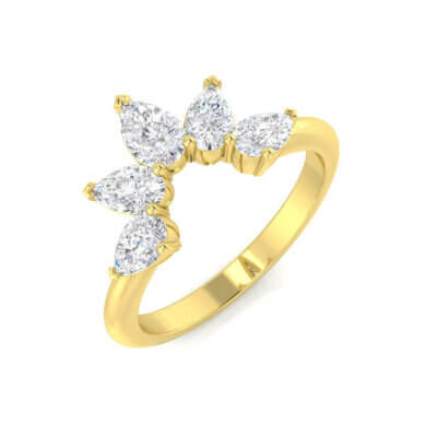 Pre-Owned Diamond Pear Wishbone ring made in 18ct Yellow Gold