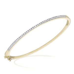 Pre-Owned Diamond claw set Bangle with Hinge made in 9ct Yellow Gold