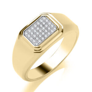 Pre-Owned Gents Diamond Pave set ring made in 9ct Yellow Gold