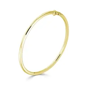 Pre-Owned Round Solid Bangle with Hinge made in 9ct Yellow Gold