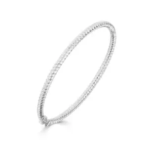 Pre-Owned Round Twist Solid Bangle with Hinge made in 9ct White Gold