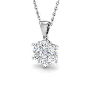 Small Diamond Flower Cluster Pendant made in 18ct White Gold