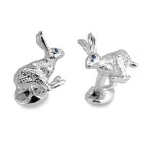 Deakin & Francis Sterling Silver Hare Cufflinks With Sapphire Eyes