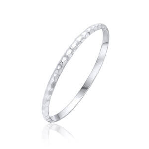 Sterling Silver 5mm D Shaped Bangle With Raised Honeycomb Pattern