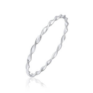 Sterling Silver 5mm D Shaped Bangle With Raised Honeycomb Pattern