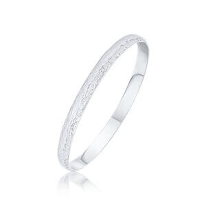 Sterling Silver 6mm Hammered Comfort Fit Bangle