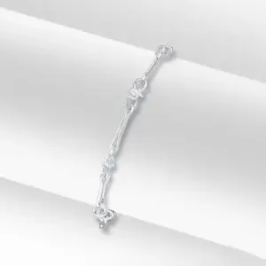 Sterling Silver Handmade 4.5mm Pinched Bar Knot Chain Bracelet 7.5 inch