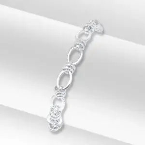 Sterling Silver Handmade 7.1mm Square Oval Chain Bracelet 7.5 inch