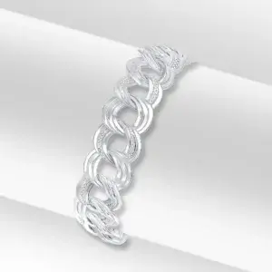 Sterling Silver Handmade 13mm Fancy Triple Curb Chain Bracelet 7.5 inch