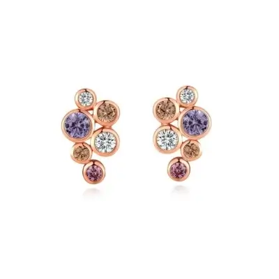 Fei Liu Bubble Stud Earrings in Silver Cubic Zirconia BUB-925R-201-CZ00