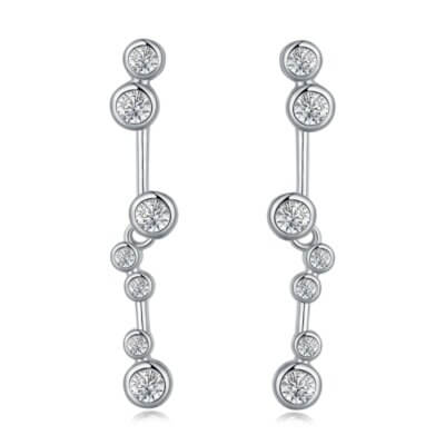 Fei Liu Bubble Drop Earrings in Silver Cubic Zirconia BUB-925R-202-CZ00