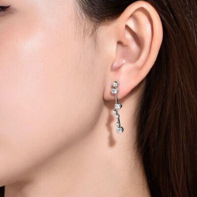 Fei Liu Bubble Drop Earrings in Silver Cubic Zirconia BUB-925R-202-CZ00