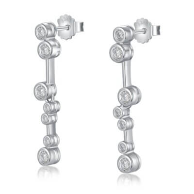 Fei Liu Bubble Drop Earrings in Silver Cubic Zirconia BUB-925R-202-CZ00