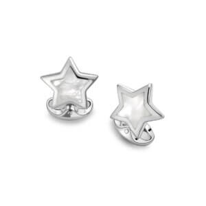 Deakin & Francis Sterling Silver Star Cufflinks With Mother-of-Pearl Inlay