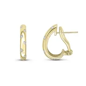 Diamond Flush Set Oval Half Hoop Earrings made 18ct Yellow Gold