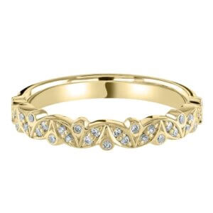 Diamond Leaf Design Eternity Ring set in a Grain setting made in 18ct Yellow Gold