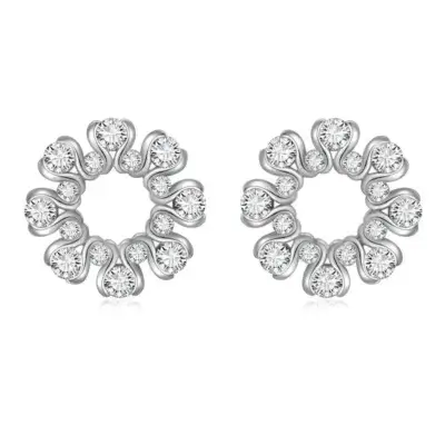 Fei Liu Lilia Openwork Stud Earrings in Silver Cubic Zirconia LIL-925R-201-CZ00