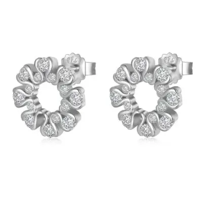 Fei Liu Lilia Openwork Stud Earrings in Silver Cubic Zirconia LIL-925R-201-CZ00