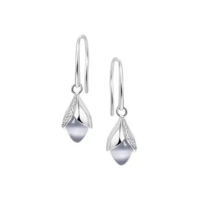 Fei Liu Magnolia Silver Cubic Zirconia Dropper Earrings MAG-925R-202-CEGY