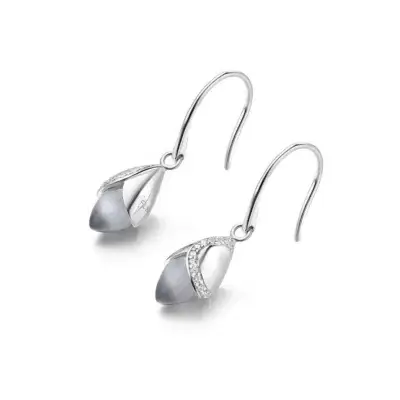 Fei Liu Magnolia Silver Cubic Zirconia Dropper Earrings MAG-925R-202-CEGY